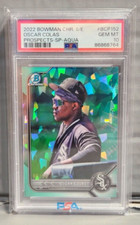 2022 Bowman Chrome Sapphire Oscar Colas Aqua /99 Image Variation SP PSA 10