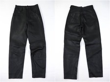 90s Vintage Made in Spain Peleteria Galante Black Soft Leather Pants Size 26-27
