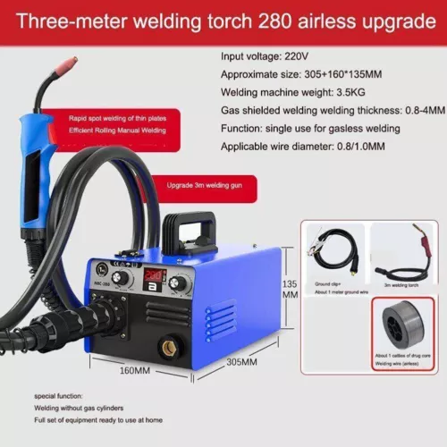 Máquina de soldadura láser pequeña de mano mini NBC-280 protección contra gas dióxido de carbono - Imagen 3 de 9