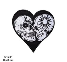 Skull Skeleton Sun Moon Day Night Heart Punk Goth Embroidered Iron On Patch