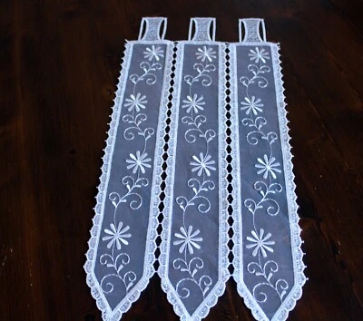 Mini Bistrogardine Scheibengardine bestickt Blumen 23 x 48 cm Fensterdeko - Bild 1 von 4