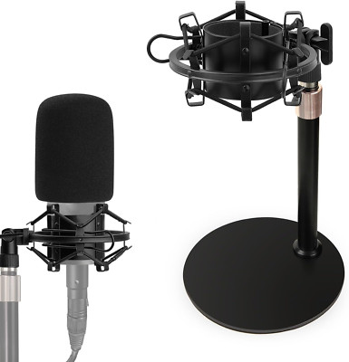 AT2020 Mic Stand, Adjustable Height Desk Mic Stand with Shock Mount, Foam Windsc
