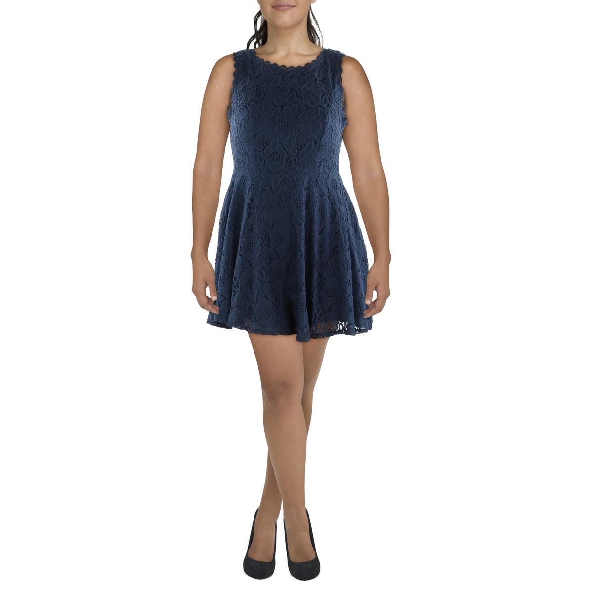 Женское темно-синее мини-коктейльное платье City Studio без рукавов для вечеринок Juniors 5 BHFO 0926