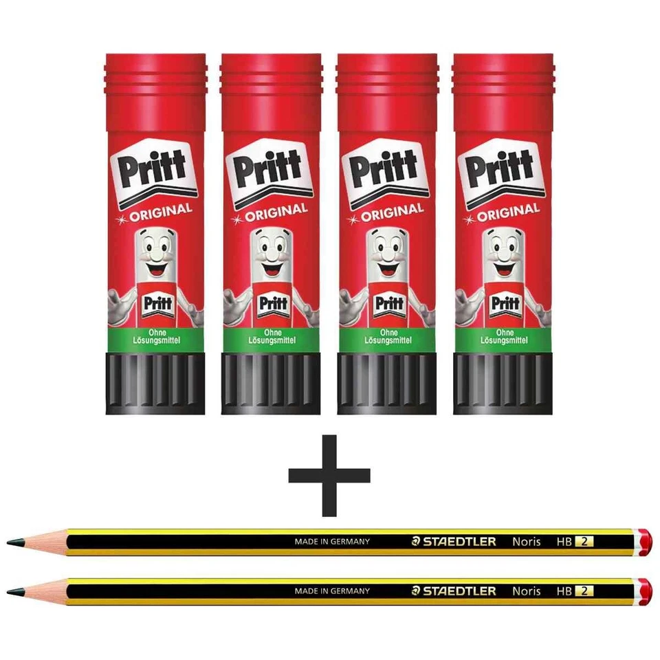 STAEDTLER PRITT Klebestift 22g WA12 SPARPACK 4 Stück + 2 Bleistite GRATIS