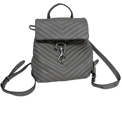 Rebecca Minkoff Eddie flap leather quilted bracelet backpack Grey Authentic Rebecca Minkoff Edie Backpack Purse - Etsy main image 4