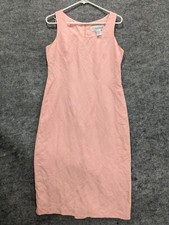 Jessica Howard Women's Pink Sleeveless Back Zip Linen Blend Shift Dress Size 6
