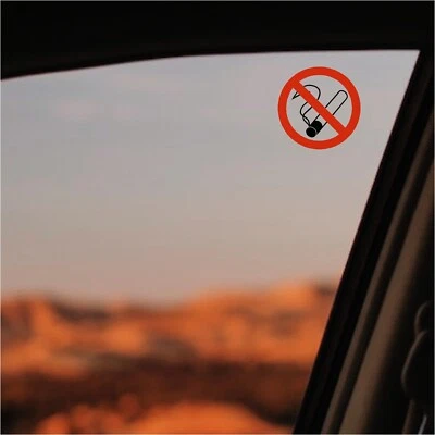 DECALHEADS NO SMOKING Stickers x 9 - 75mm Diameter Clear Window Stickers Taxis, Minibus etc