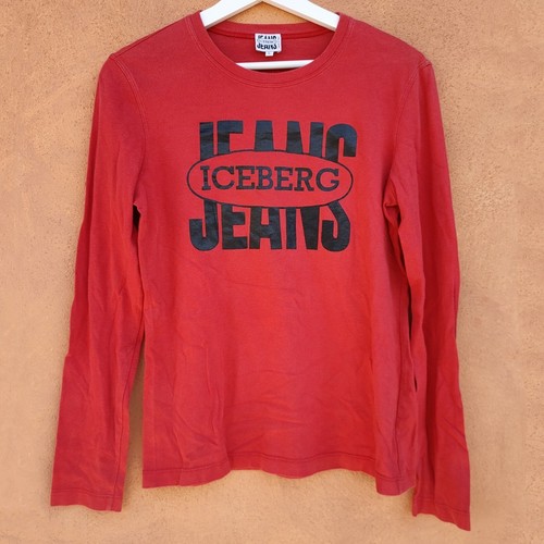 TShirt Maglietta Uomo Donna ICEBERG JEANS manica lunga maglia Cotone Slim  Rossa | eBay