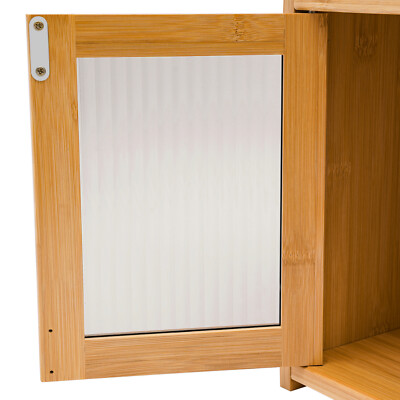 Wood Storage Cabinet,Bamboo+Acrylic Kitchen Storage Cabinet Pantry Cabinet