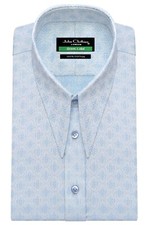 60s 70s Goodfellas Mens Spear Collar Sky Blue Ceremonial Jacquard Cocktail Shirt