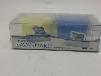 Monos 3D Ice Cube Mold Savanna Lion & Hippopotamus Set ** NEW MINT **
