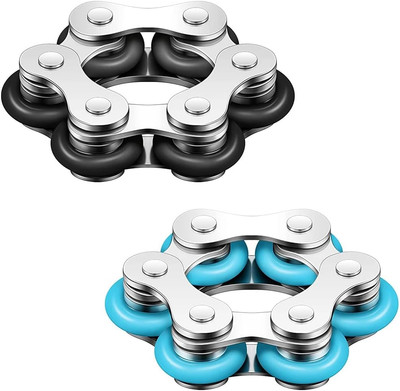 2 Pcs Fahrradkette Fingerspielzeug, sechs Rollenkette Fingerspielzeug für ADHD A
