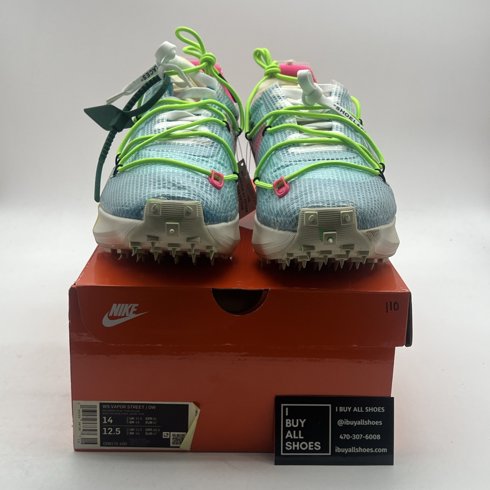 OFF WHITE X NIKE Taglia 14 Nike Off White x Vapor Street blu polarizzato con (CD8178 400)