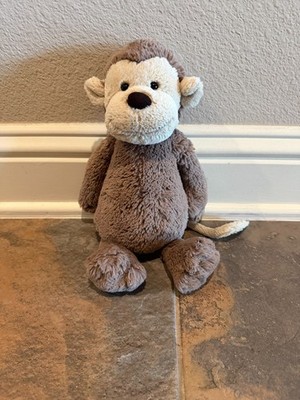 Jellycat London Bashful Monkey Retired Soft Small 8  Stuffed Animal Brown Plush