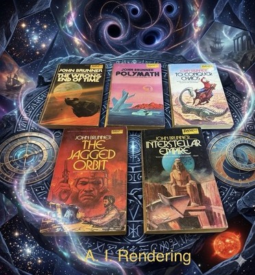 John Brunner DAW Vintage Lot of 5 Science Fiction Paperbacks Polymath