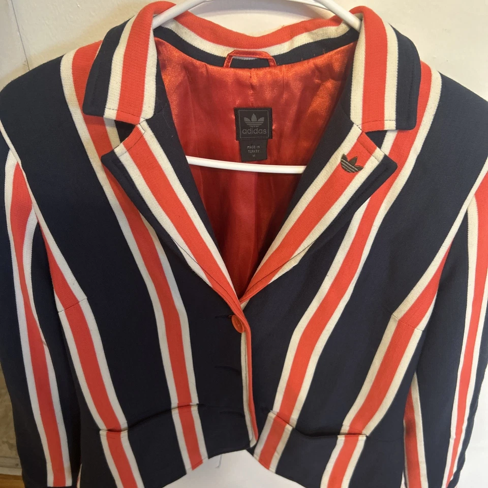 Vintage Y2K Adidas red/white/blue stripe jacket/blazer, punk, Preppy US M - Image 2 of 4