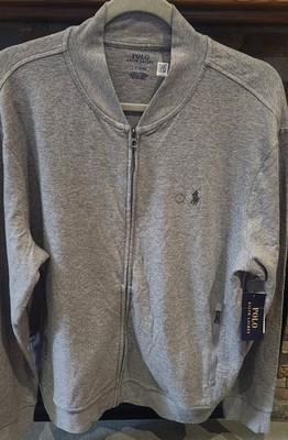NWT Polo Ralph Lauren Luxury Jersey Baseball Jacket L Grey SodtAcademia Refined 