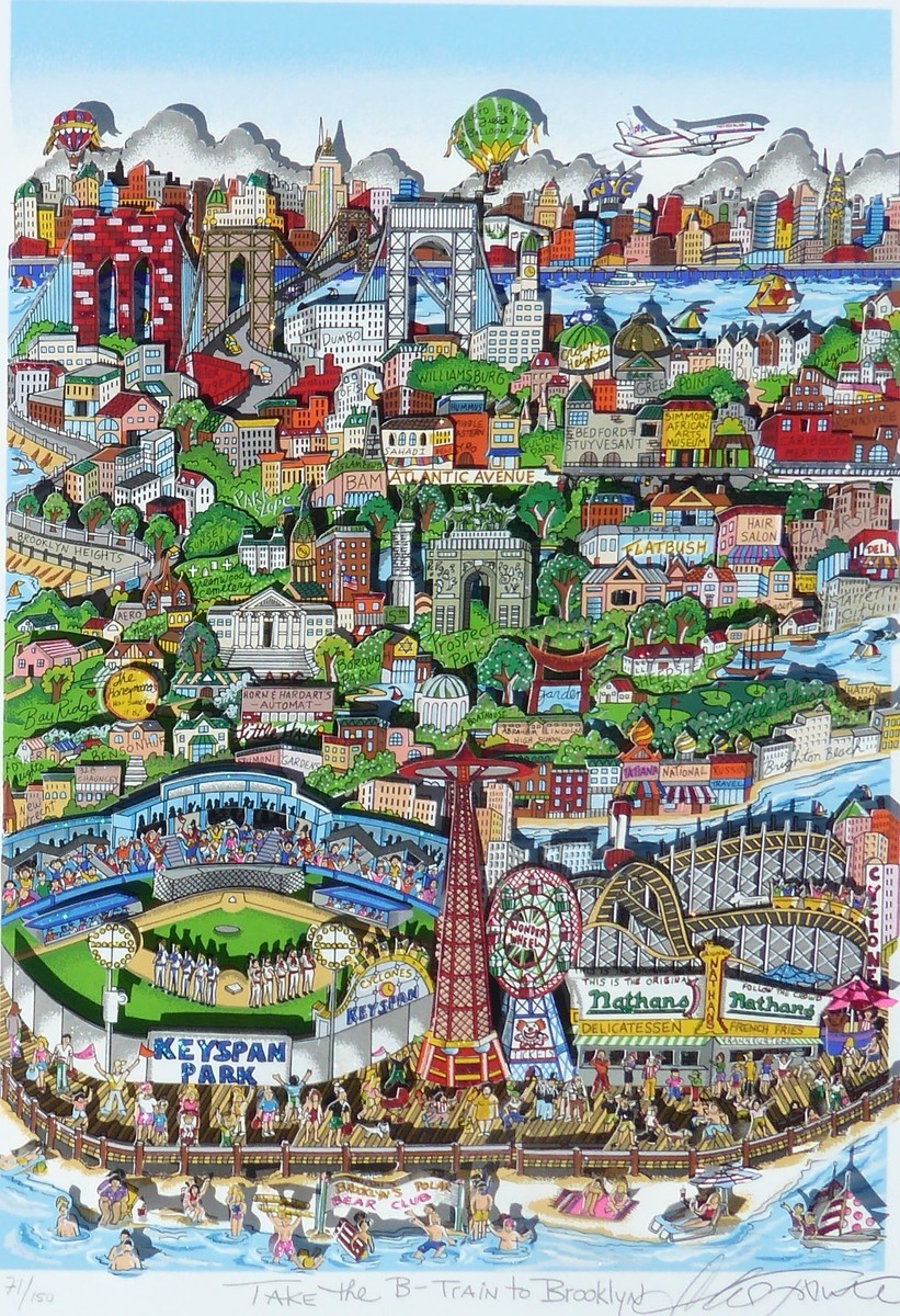 Charles Fazzino Take the B-Train to Brooklyn 3D New York Hand