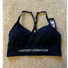 Under Armour Vanish Seamless Sports Bra XL Black Low Impact Yoga 1384417 NWT