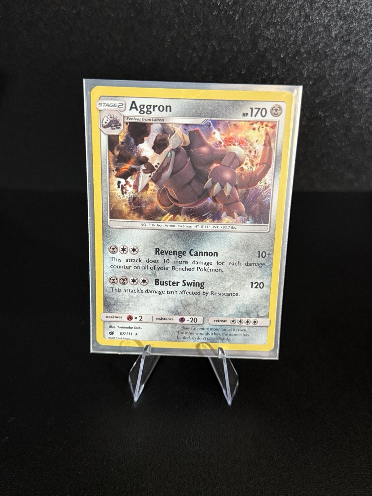 Pokemon TCG Aggron Holo Rare Card Sun & Moon Crimson Invasion 67/111 NM