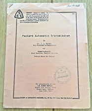1949 Packard Automatic Transmission report Col JG Vincent Packard Motor Car Co