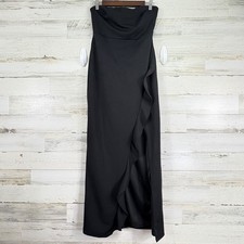 Lulus After Hours Black Strapless Maxi Dress Ruffle Slit Cocktail Formal Size M
