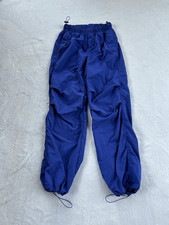 Electric Blue Baggy Parachute Elastic Drawstring Pants Nylon Y2K Size Small