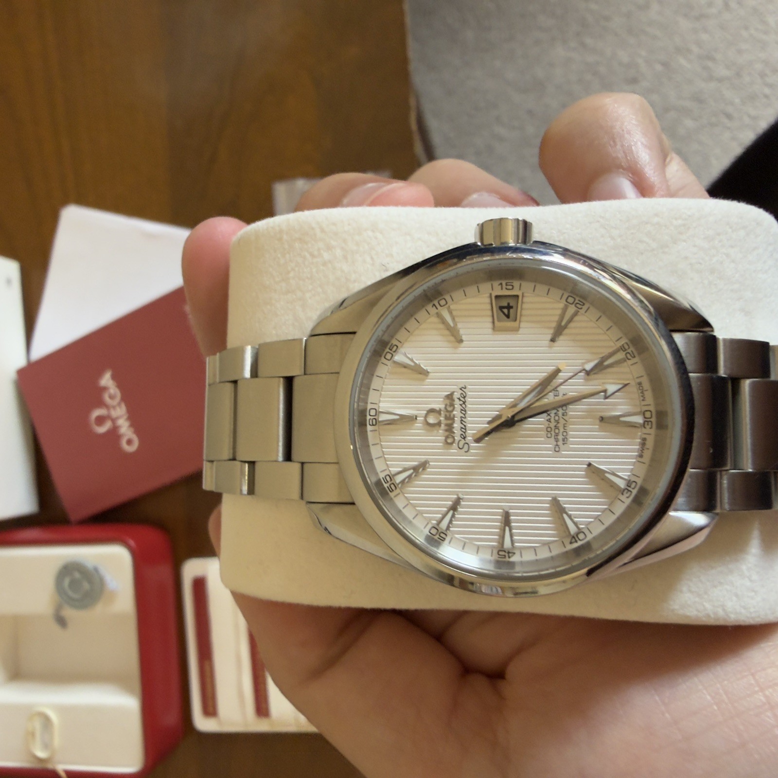 Omega Seamaster Aqua Terra 38.5, White Dial, Box & Papers - Warranty to 02/27 