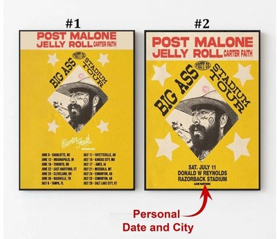 Custom BIG ASS Stadium Tour 2026 Post Malone Poster