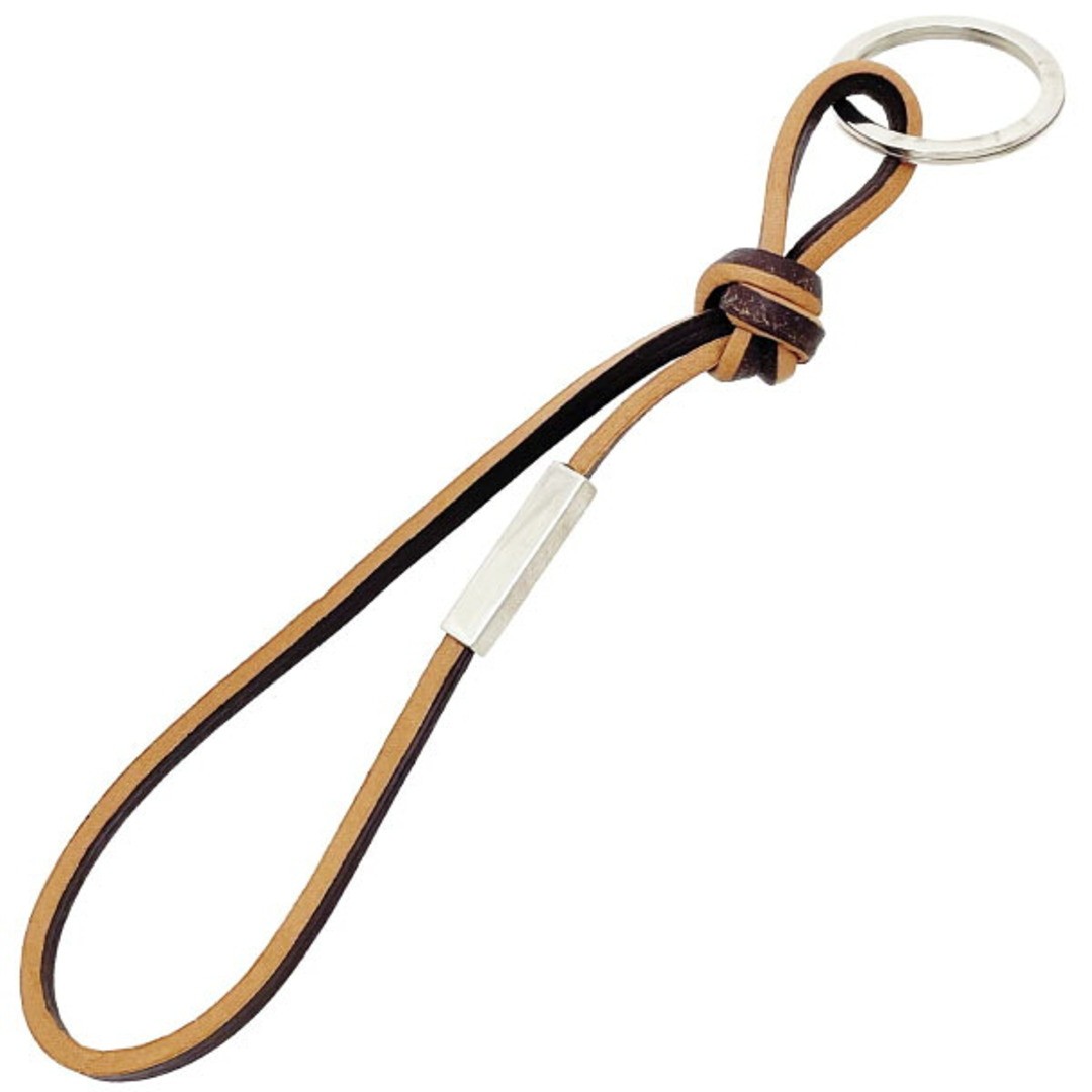 Prada Keychain Logo Loop Key Ring Leather Camel B… - image 2