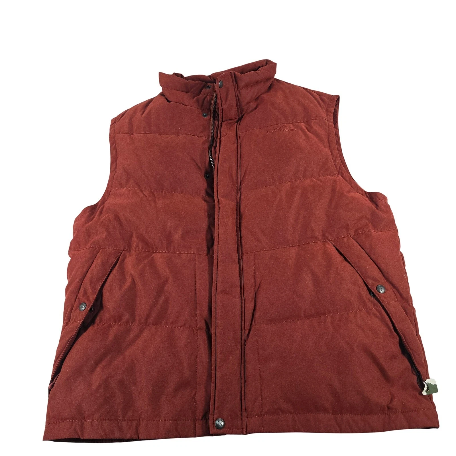 Eddie Bauer EB550 Mens XL Down Puffer Vest Brick Red Quilted Full Zip Outdoor