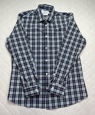 Mizzen Main Shirt Mens XL Blue Plaid Leeward Trim Fit Stretch Button Front USA