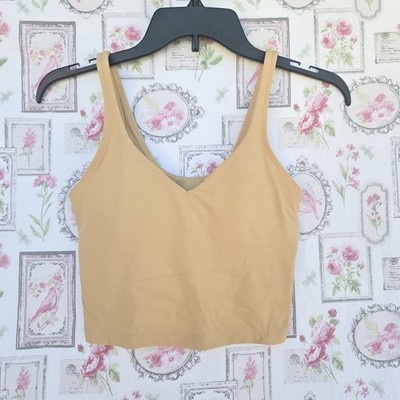 Lululemon Tank Top Womens 4 Beige Built In Bra Cropped Yoga Align Minimalist