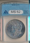 1878-CC MORGAN SILVER DOLLAR **ANACS CERTIFIED MS 62** SHIPS FREE!!