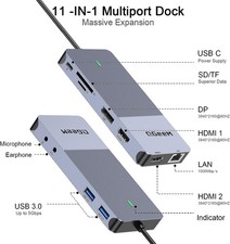 QGeeM USB 3.0 Docking Station D6906 - Gray