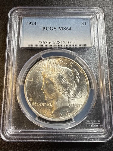 1924 $1 Peace Silver Dollar PCGS MS64