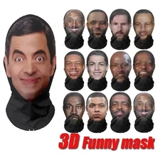 3D Printed Kanye Mask Elastic Mesh Full Face Mask for Cosplay Headwear Hip Hop F