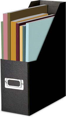 Fiberboard Magazine File with PVC Laminate, 12.25 X 3.88 X 9.75 Inches, Black (S