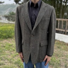 Vintage Harris Tweed Country Britches Mens Sports Coat 70s Union USA Herringbone