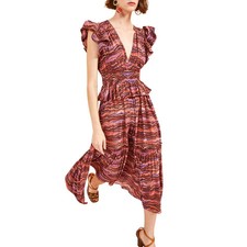 NEW, Ulla Johnson Bendetta Silk Midi-Dress in Purple Sapphire Sz 12 #MD1587