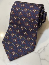 Vintage Salvatore Ferragamo Silk Tie Navy Blue 58 x 3.75 Carousel Horses Italy