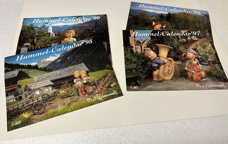 Four Vintage Collectible Hummel Calendars. 1996-1999. Mint Condition. 12”x12”