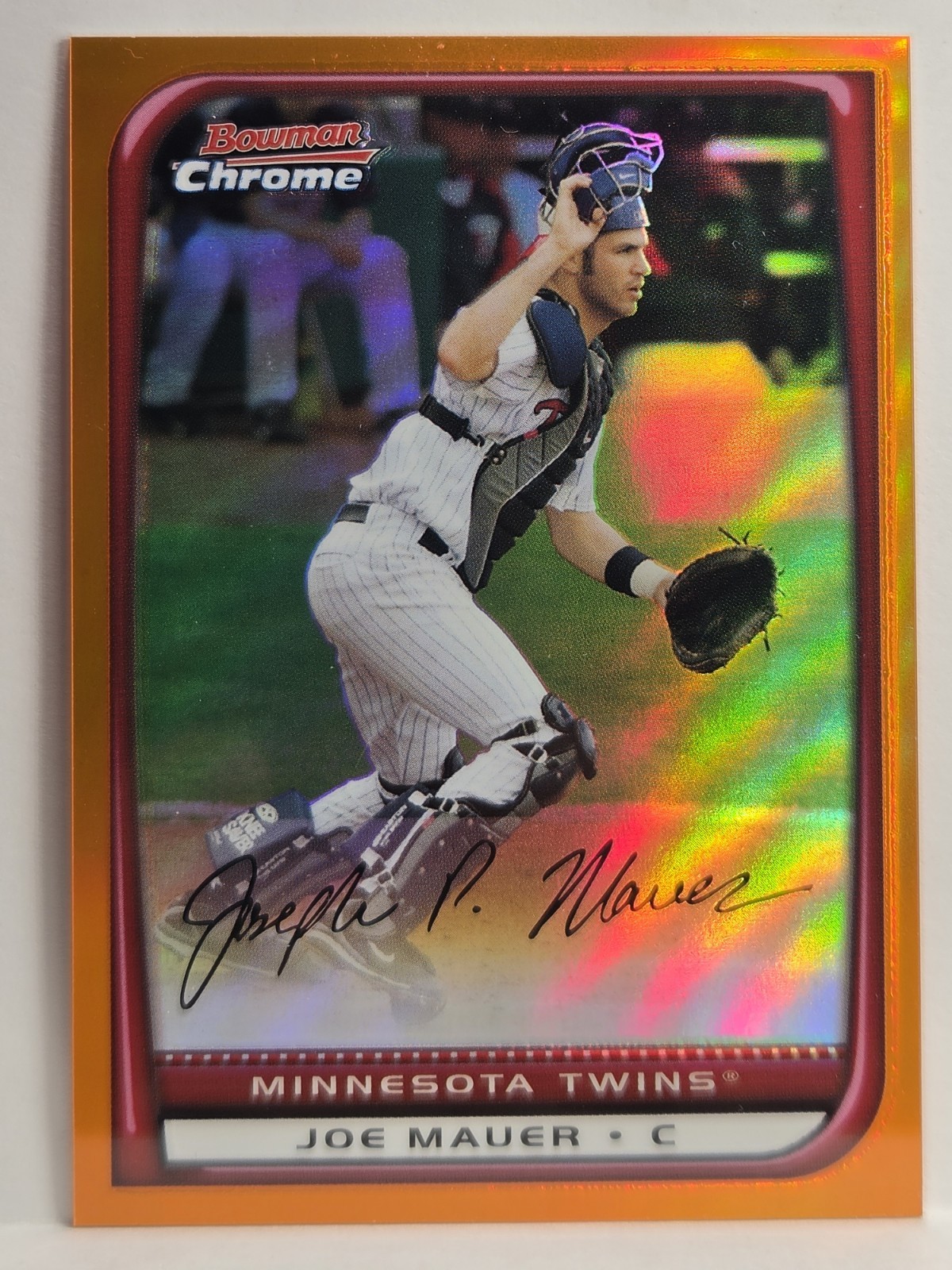 2008 Bowman Chrome - Joe Mauer #38 Orange Refractor /25