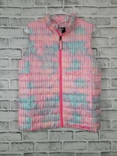 NWOT Girls Lands End Puffer Vest Bright Pink Turquoise Coral Size XL 14-16