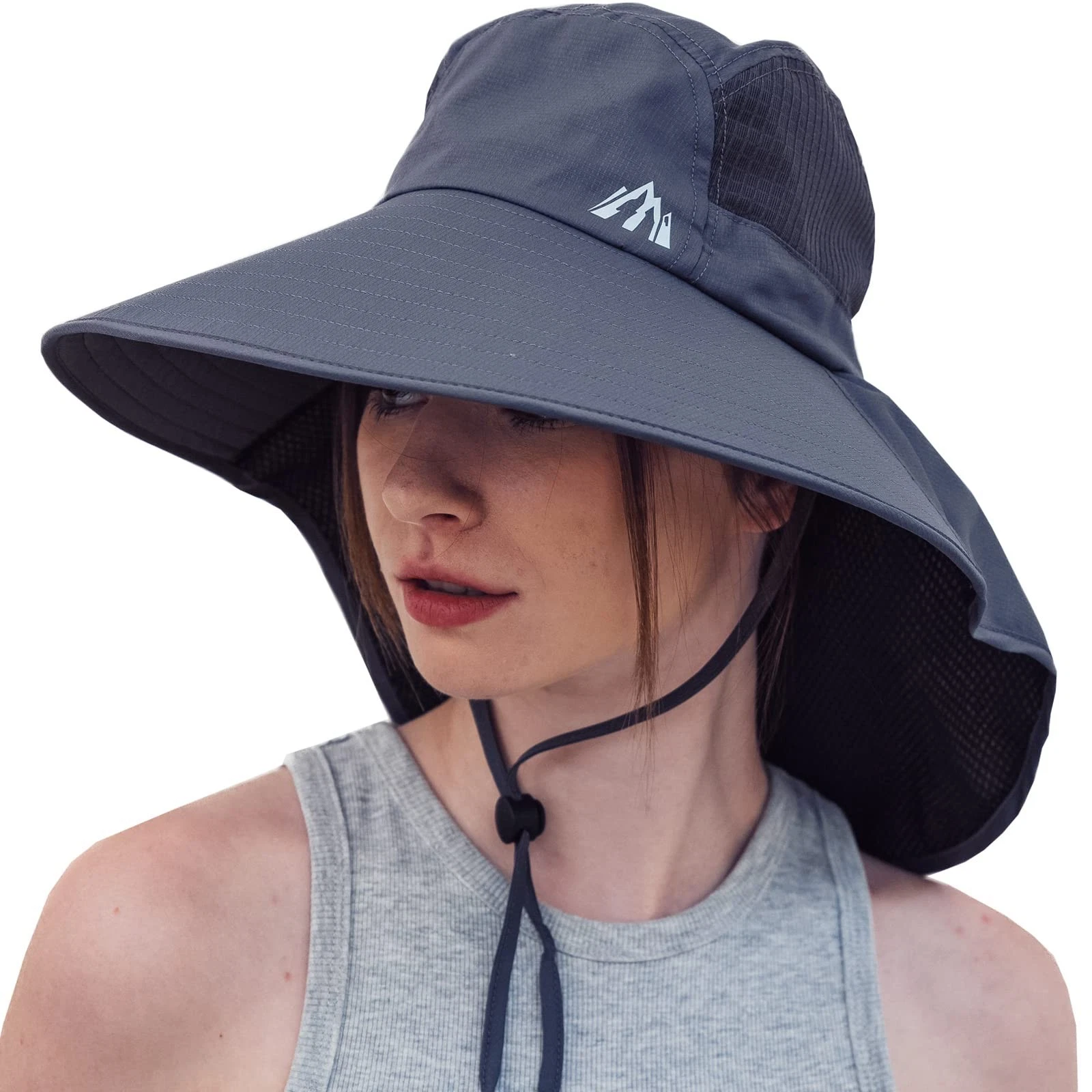UV Sun Protection Hat Women Foldable Neck Flap Wide Brim Hiking Hat with Pony...