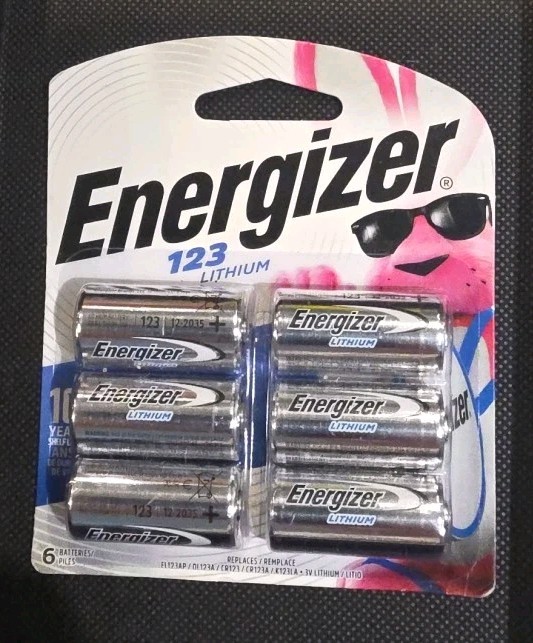 Energizer 123 CR123 Lithium Batteries 6 Counts Exp. 12-2035 Factory Sealed NEW