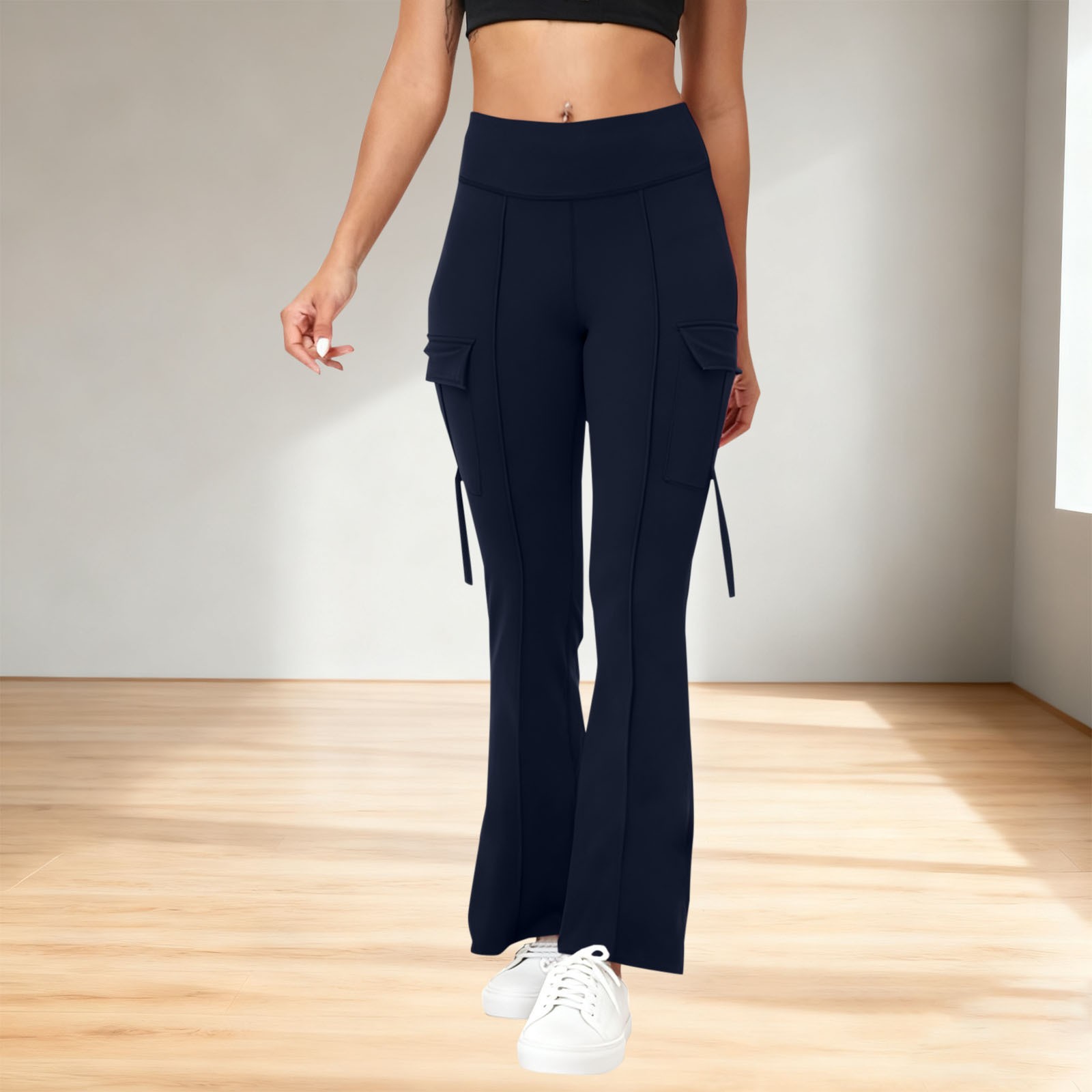 Womens Fashion Solid-Color High-Waisted Yoga Pants