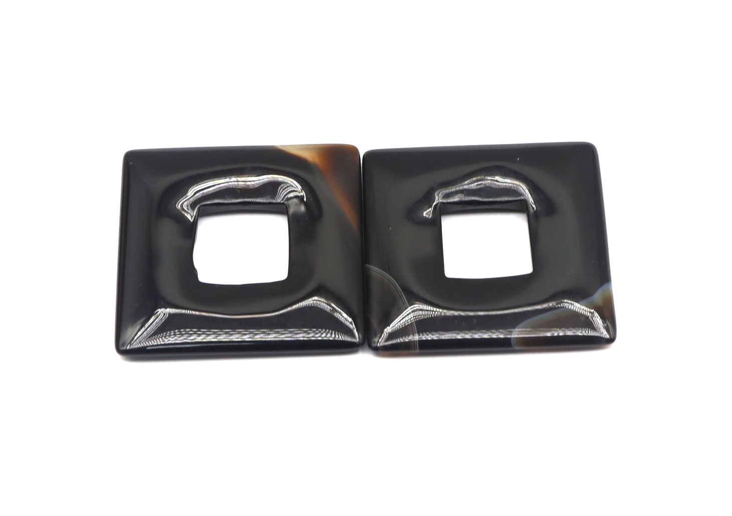 100% Natural Agate Black Color Square Gemstone 2 Piece Pair Jewelry Making Loose