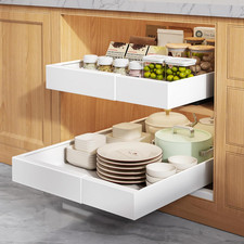 2 Pack 21" Deep Pull Out Cabinet Organizers with Adjustable Width and Slide Rail