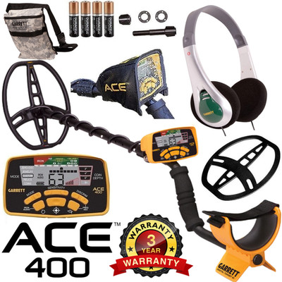 Garrett ACE 400 Waterproof DD Coil w/Camo Finds Pouch